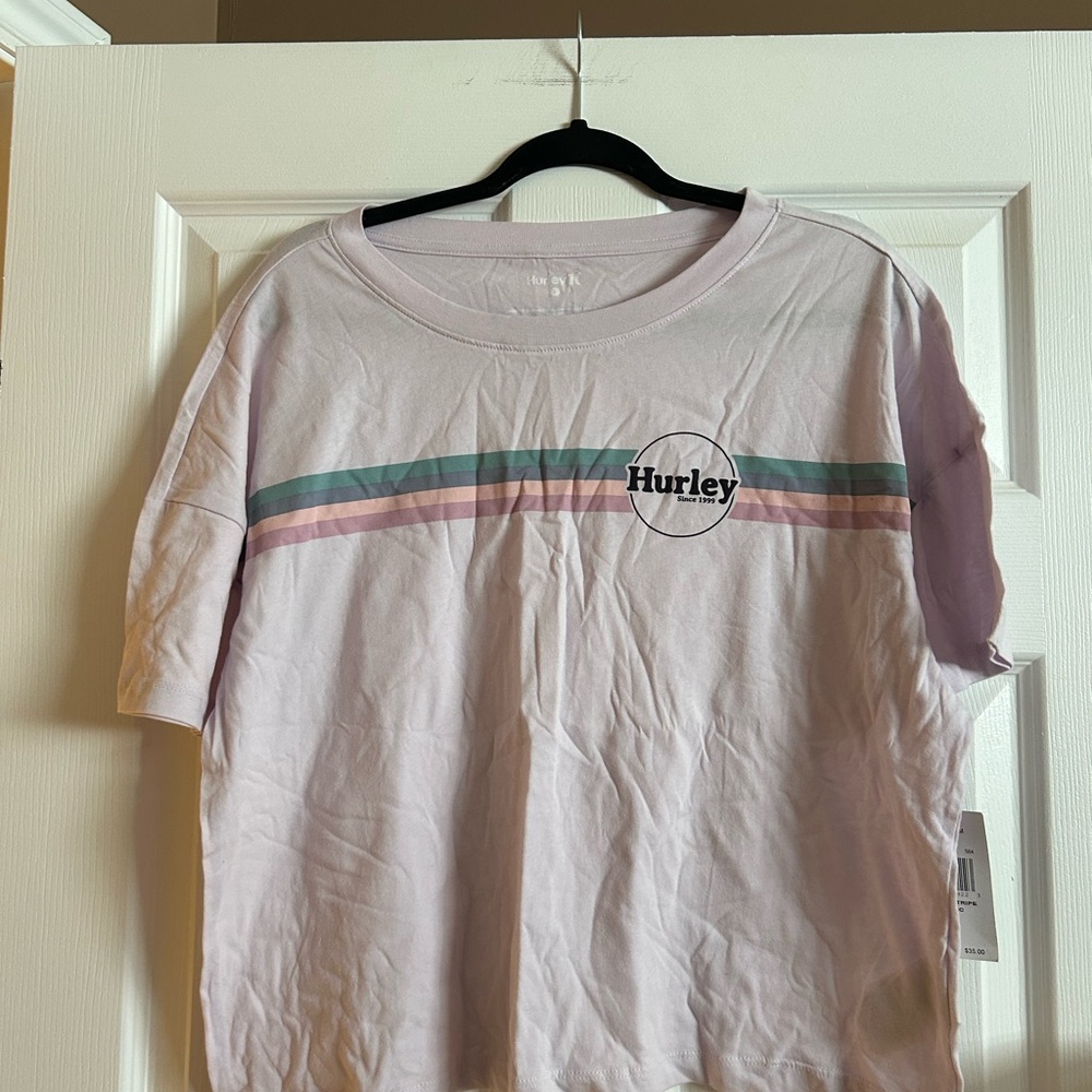 Hurley Lavender Tee with Subtle Stripes